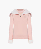 FAIRLIAR FW22 WINDBLOCK SHAWL COLLAR ZIPUP KNIT PINK CORAL